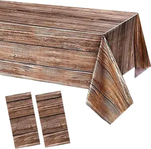 2 Pack Plastic Tablecloths Plastic Table Covers Disposable Table Cloths BBQ Picnic Birthday Wedding Party Waterproof Tablecloth Wood Grain Tablecovers 54 X 108 In Atoplutly
