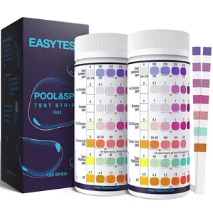 EASYTEST 7-Way Pool Test Strips, 300 Strips Water Chemical Testing for Hot tub and Spa, Accurate Test Bromine, Total Alkalinity, pH, Free Chlorine, Total Hardness, Cyanuric Acid, and Total Chlorine