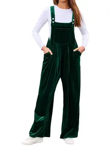 BerryGo Casual Velvet Sleeveless Loose Jumpsuits Dressy One Piece Wide Leg Overalls Long Pant Rompers For Women