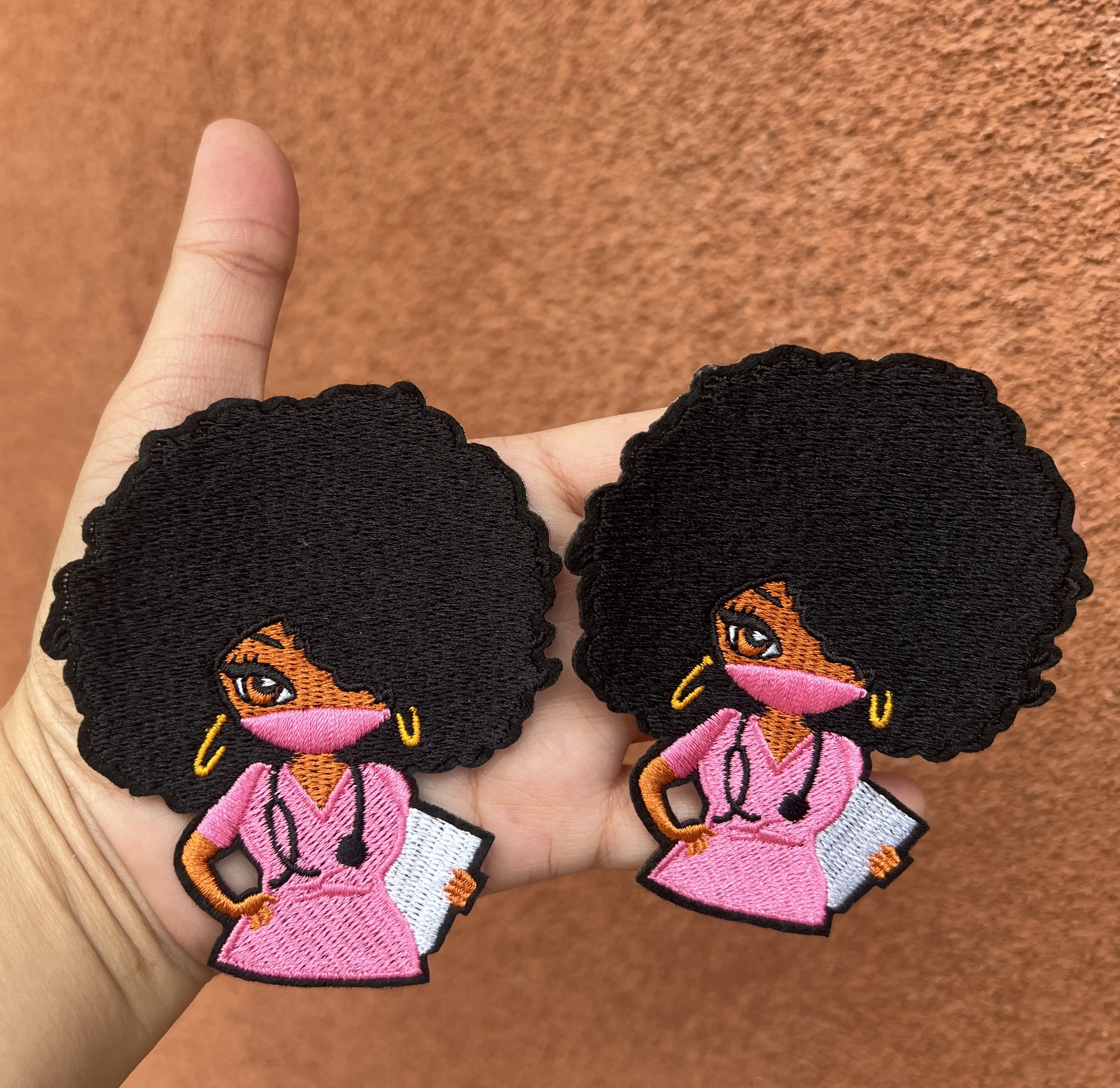 Cute Nurse Iron On Patches ( 2PCS ) for clothing , Jacket , Hoodie , DIY , Regular Iron
