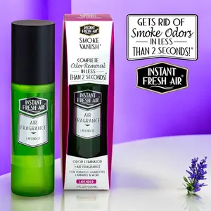 Powerful SMOKE VANISH Premium Odor Eliminator & Remover 4 Oz Air Freshener Lavender Scent Safe Formula Alcohol-Free Non-Flammable