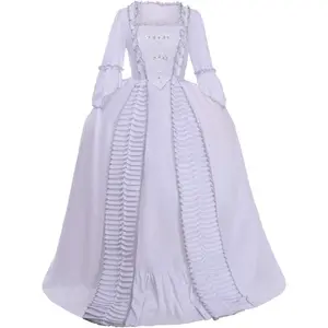 Women's Marie Antoinette Cosplay Ball Gown Costume 18th Century White Ruffle Sack-back Rococo Gown Dress