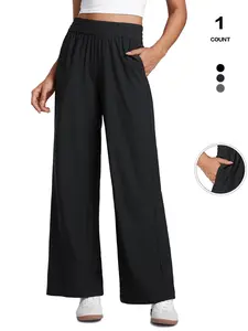 2026 Spring Summer Women's Basic Wide-Leg Lounge Pants Bottom - Multi-Color Options, High Waist Elastic Waistband, Lightweight & Drapey Fabric, Invisible Pockets & Side Pockets, Versatile for Office & Home, Casual Fashion Pants