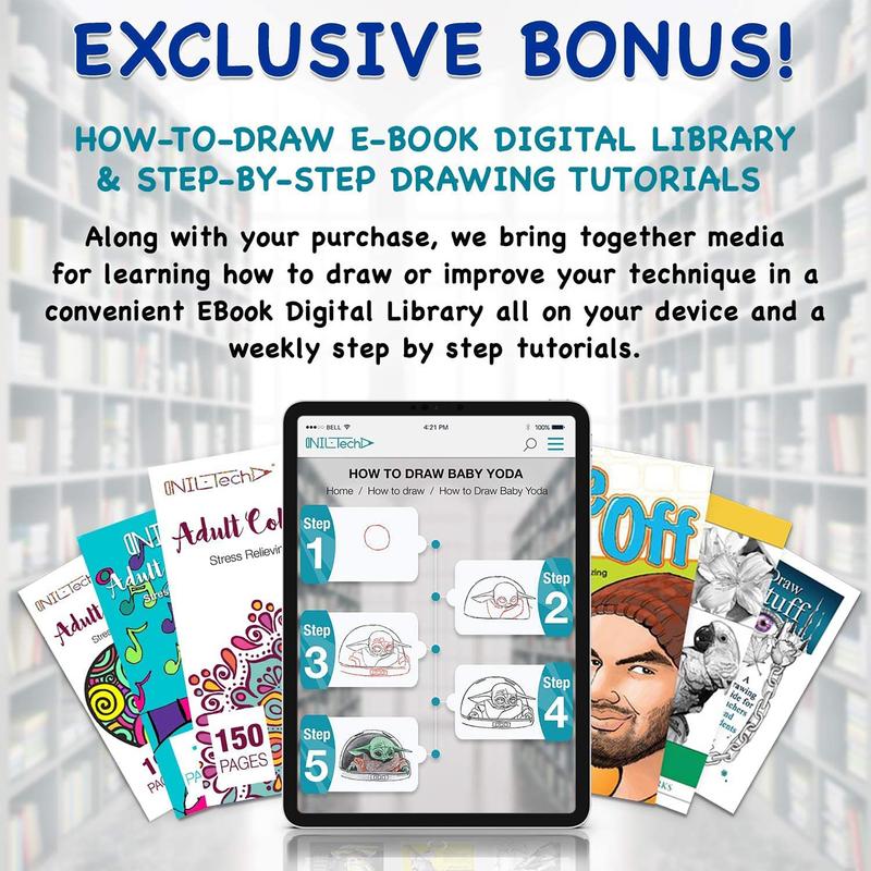 NIL-Tech 55-Piece Premium Drawing & Coloring Art Kit - Charcoal andGraphite Pencils, Watercolor Pencils with Water Brush, Travel Sketchbook, Digital Tutorial Library