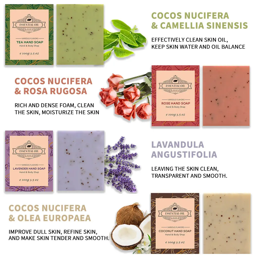 Natural Plant-Based Handmade Essential Oil Soap – Exfoliating Bar for Face, Body & Hands
