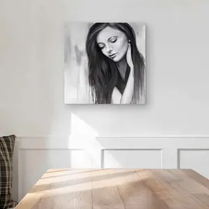Begin Home Decor C1MP16165RVMOZ 16 x 16 in. Realistic Woman Portrait Wall Art - Figurative Metal Print