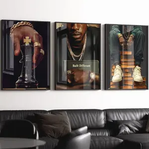 Built Different Poster Set of 3, Modern Black Man Art, Trendy Bookish Wall Art, Hip Hop Print, Motivational Dorm Decor Album Decoration