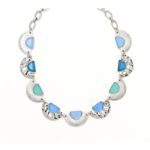 Susan Graver Fan Shaped Hammered Metal Necklace