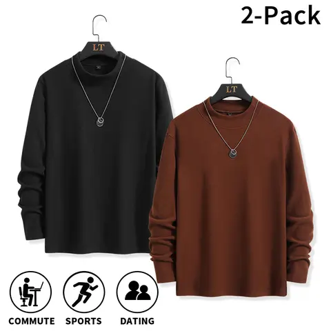 Men's Fall Winter Mock Neck Long Sleeve Top, Simple Solid Color Slim Fit Base Layer Shirt for Adult Men, Great for Daily Commute, Light Sports and Dating, versatile casual mock neck pullover