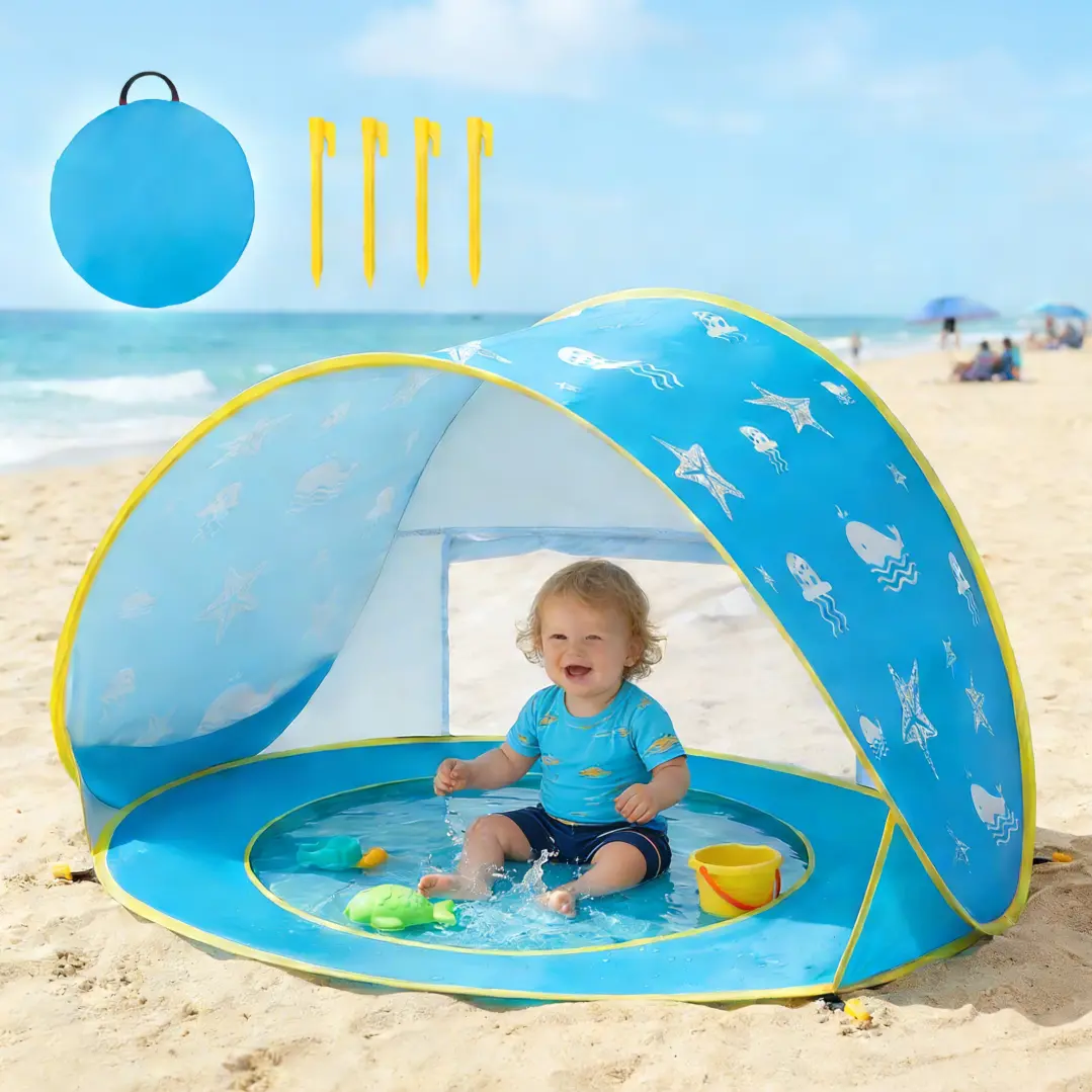 Sumbababy Summer Beach Tent for Kids Blue Pop up Play Tent Sun Shelter UV Protection  Playhouse Indoor Outdoor Game Perfect Toy Gift Fun summervibes