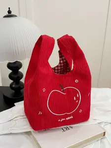 Pure Color Fruit Pattern Handbag, Fresh and Fashionable, Simple and Elegant, Versatile Shopping Bag, Perfect for Daily Use