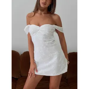 Rozerie Off Shoulder Mini Dress White