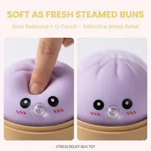 Cute Baozi Shape Stress Relief Toy, Bubble Blowing Squeeze Fun, Includes Steamer Basket, Random Color, Fun Squeeze Toy for Kids