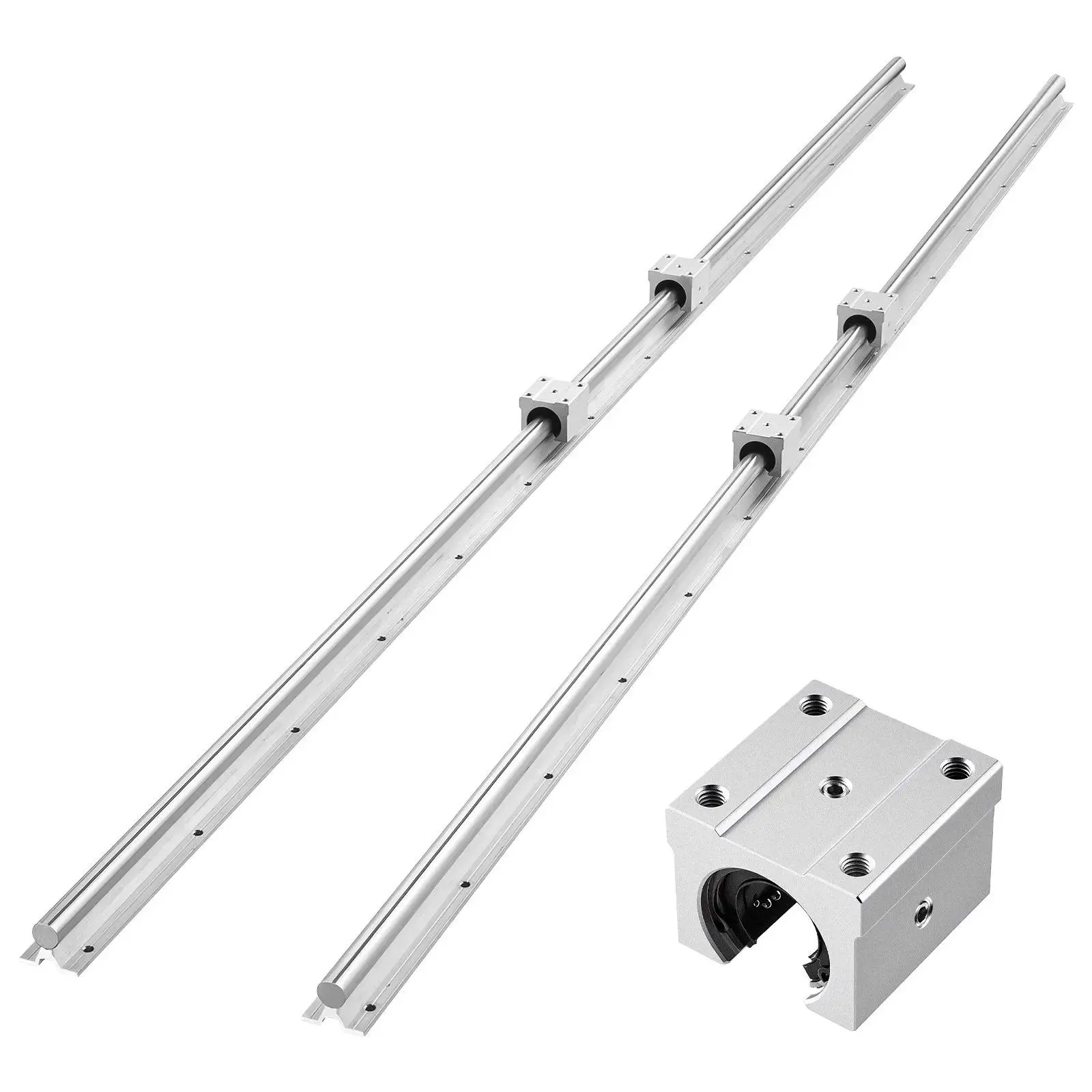 【Summerfinds】VEVOR SBR20 Aluminum Alloy Linear Rail Kit - 2Pcs 2000mm (78.74in) Silent Linear Motion Guide Rails4Pcs Rustproof Bearing Slide BlocksFully Supported ShaftEasy Installation for CuttingMilling Machines, Industrial Tool Kits, Sbr20 Linear R