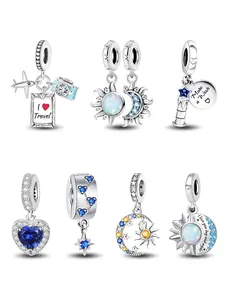 Travel Themed Charms, Cute Heart & Sun & Moon & Star Design Charms, Fashionable Jewelry Accessories for Women & Girls, Trinkets
