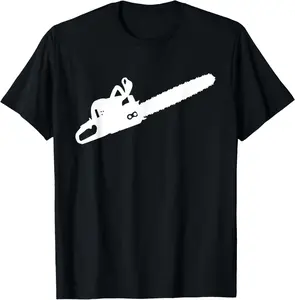 100% Cotton Silhouette Lumberjack Chainsaw Woodworker Arborist Logger T-Shirt