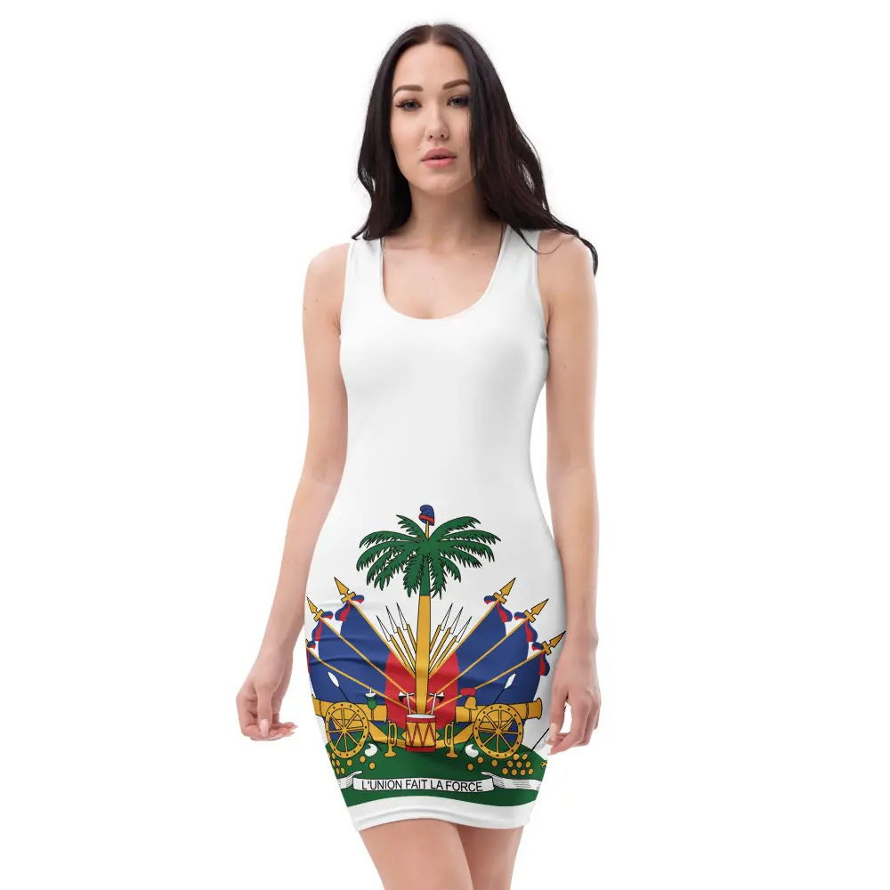 Haiti Emblem Bodycon Dress – Haitian Flag Fitted Dress