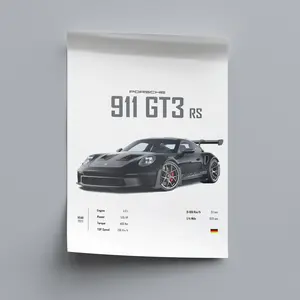 Porsche 911 GT3 RS 2022 Car Poster Prints for Kids Boys Room Wall Decoration - Photo