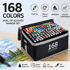 168 Colors Dual-Ended Art Markers, Wide Tip Design, Ideal for Adult Drawing, Sketching, Coloring, Illustrations, Anime Design, Art Sketches