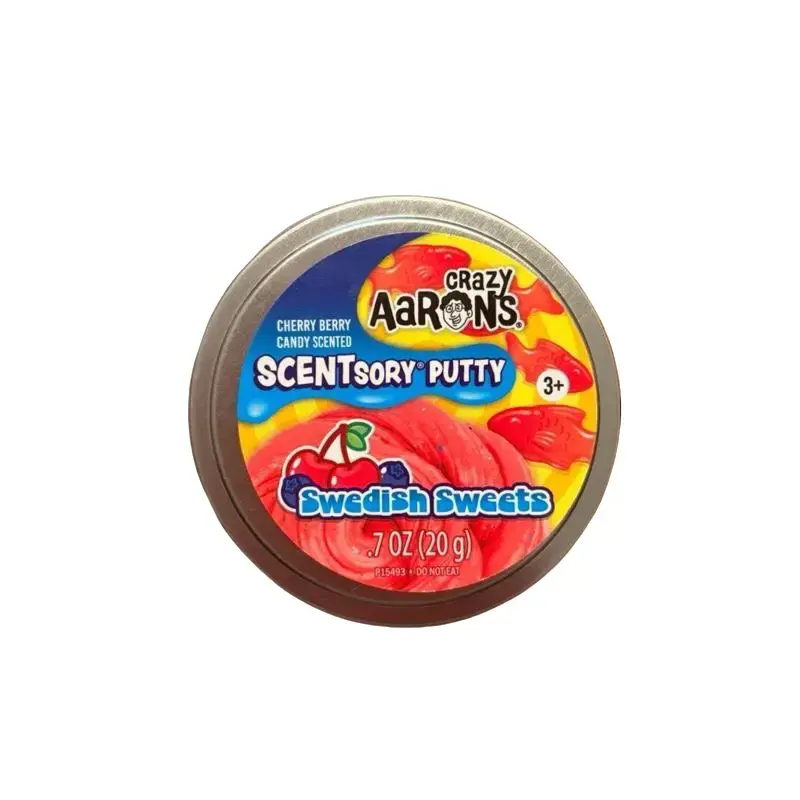 Authentic Crazy Aaron’s Small Scented Sensory Putty, Swedish Sweets Cherry Berry Candy Scent, Stress Relief Toy for Sensory Play