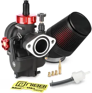 NIBBI PE22FL 22mm Carburetor with CNC 48mm Air Filter Kit for 140cc Mini Bike Upgrade SSR125cc Apollo140cc X-PRO125cc Predator 212 Mini Bike Enhanced Performance Fuel Air Mixture