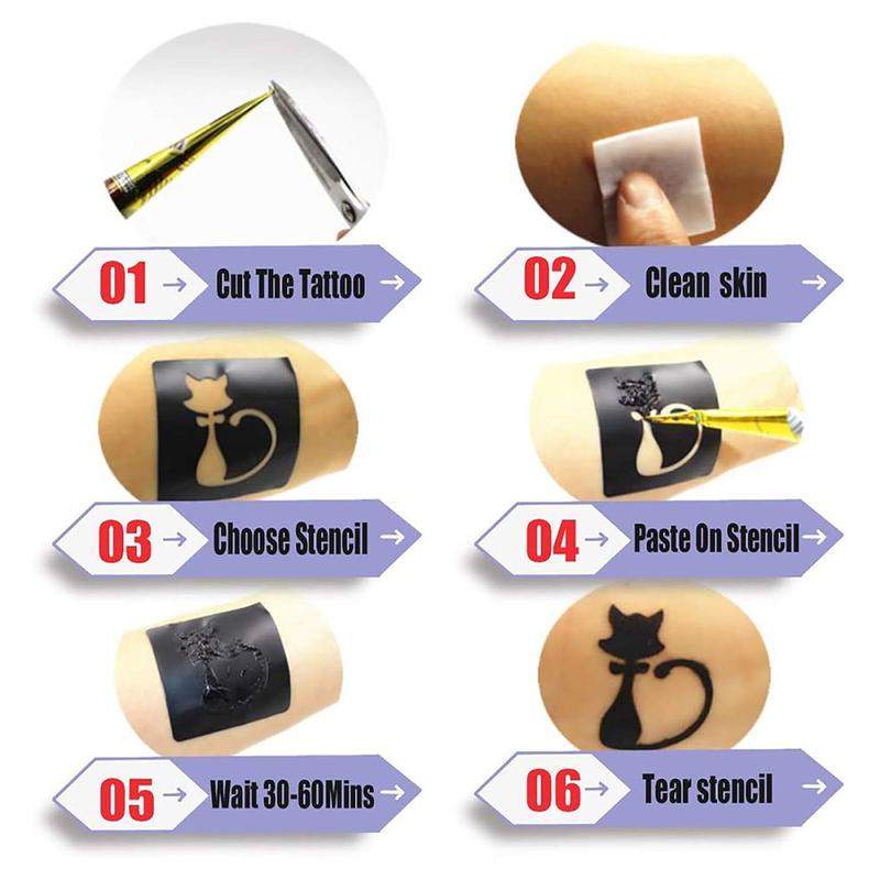 Temporary Tattoos Kit, 4Pcs Semi Permanent Tattoo Paste Cones, India Body DIY Art Painting for Women Men Teens,Summer Trend Freehand Plaste with 3 Colors,20Pcs Adhesive Stencil,1Pc Bottle,4Pcs Nozzles