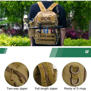 Fishing Tackle Backpack with Rod Holder, Saltwater Fishing Gear Bag, Outdoor Cross Body Sling Bag