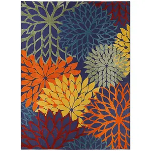 Nourison Home Aloha ALH05 Navy Multicolor Contemporary Power-loomed Rugs