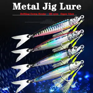 AS 4pcs Slow JIg Lure Fishing Anglers UV Glow Jig 3D Print Falling Angler 40g60g80g Metal Hard Bait Sinking Jigging Pesca Bait