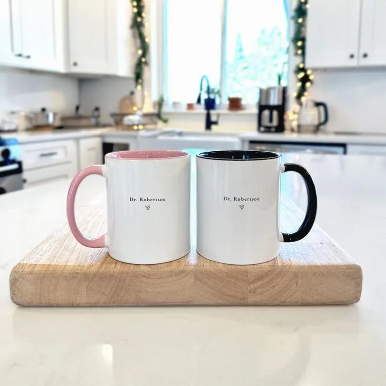 [Sale Up To 50%] Custom Name Doctor Accent Mug Personalized PHD Graduation Gift Med School Grad Present Doctorate Mug New DR Mug White Coat Ceremony Gifts For Her, 11oz ceramic accent mug