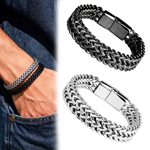 Minimalist Titanium Steel Bracelet Handmade Vintage Cuban Chain Braided Geometry Chunky Chain Party, Proms, Music Festivals, And Holiday Wear Accessories Valentine's Day Gift