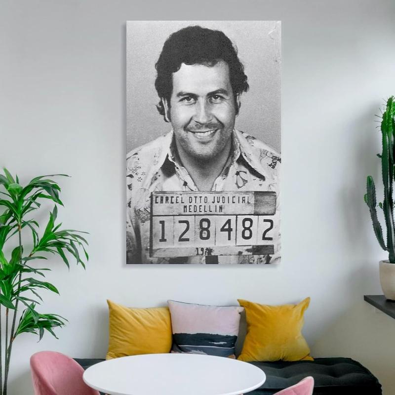 ZZYC Pablo Escobar Mugshot Arrest Colombian Medellin Narco Smile Canvas Poster Wall Art Decor Print Bedroom Bathroom Office Room Decor Gift Frame:12x18inch(30x45cm)