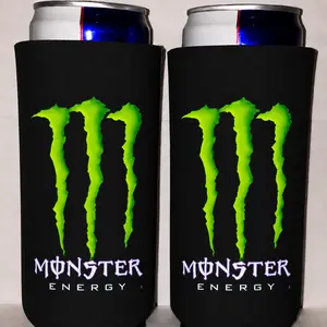 Green Claw Energy Can Cooler, Monster Inspired Slim Koozie, Energy Drink Sleeve, Black Neon Beverage Holder, Gamer Party Drink Cooler