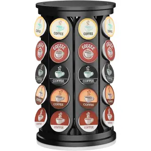CEHNCEH K Cup Holder, Coffee Pods Holder Storage Organizer Stand Carousel Compatible with 40 Keurig K-Cup Pods, Home or Office Kitchen Counter (Black)