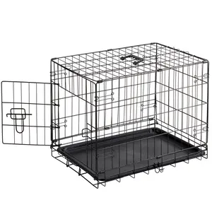 Sweetcrispy S - Dog Crate Tiny Breeds, Single Door Folding Dog Crate with Divider Panel, Leak-Proof Tray & Secure Latch, Portable, Durable & Easy to Assemble