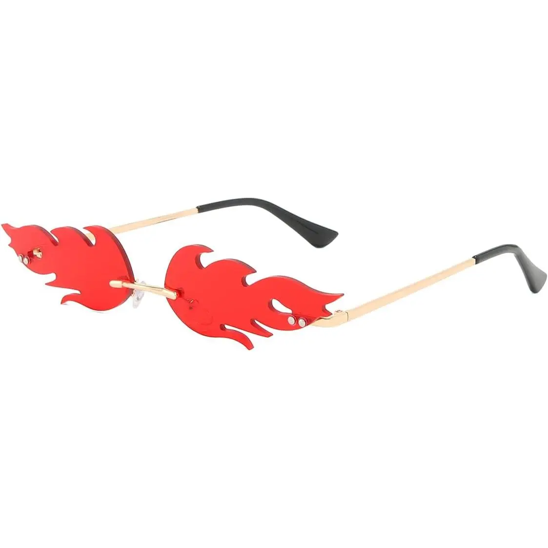 Fire Flame Sunglasses for Women Men Retro Vintage Rimless Sun Glasses Fire Shaped Frameless Eyeglasses UV Protection