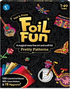 Foil Fun  Pretty Patterns 18 DIY Magnets Mess-Free Art Colorful Creative Party Activity Craft Kits 60+ Foam Stickers Gift for Kids Teens Adults Families Screen-Free Entertainment