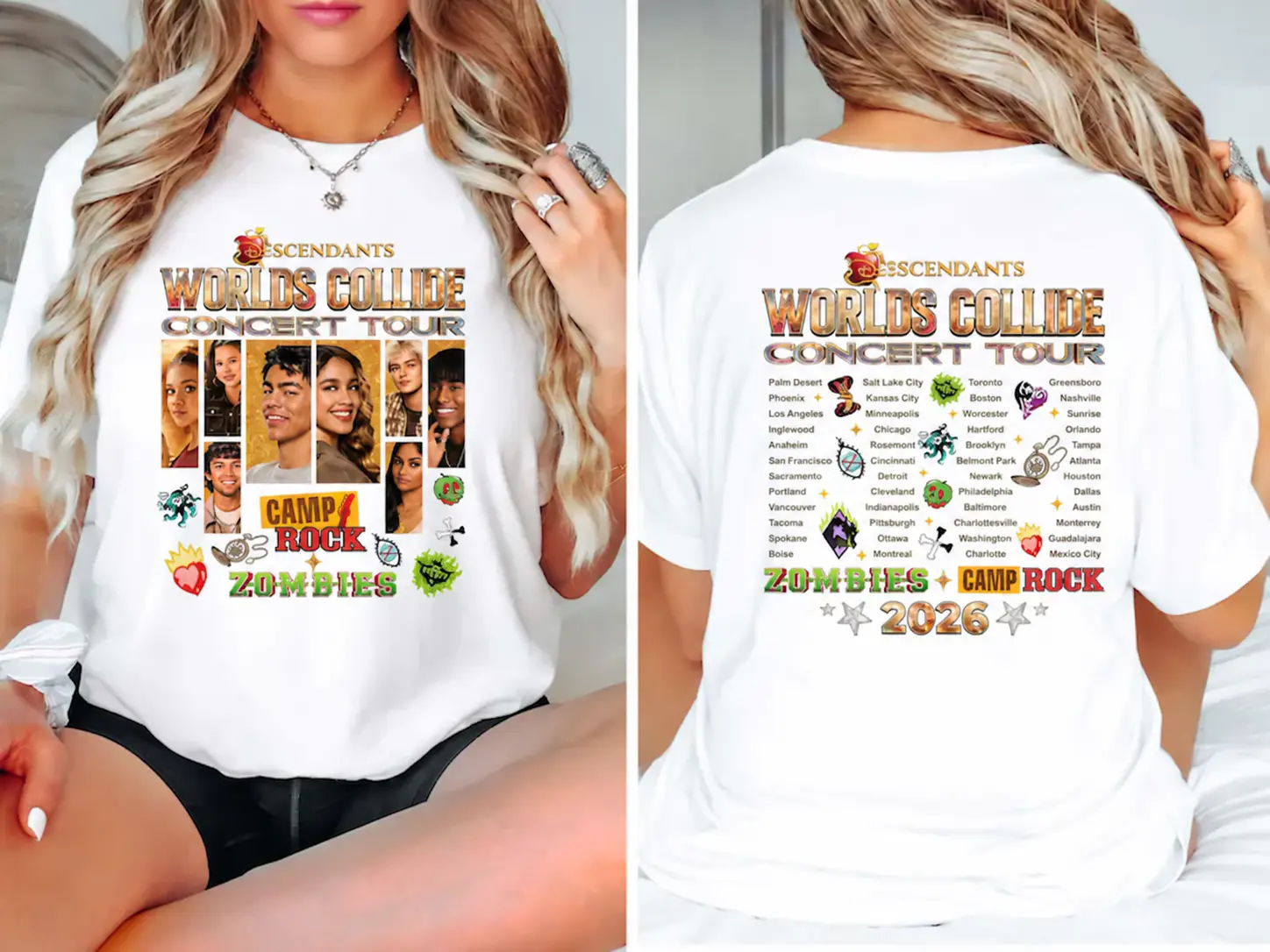 Descendants Zombies Camp Rock Worlds Collide Concert Tour Shirt 2026 R