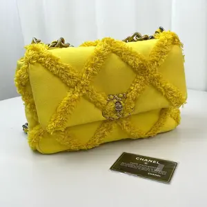 Pre-owned CHANEL Fabric Shoulder Bags BAG XMAS DEAL yellow