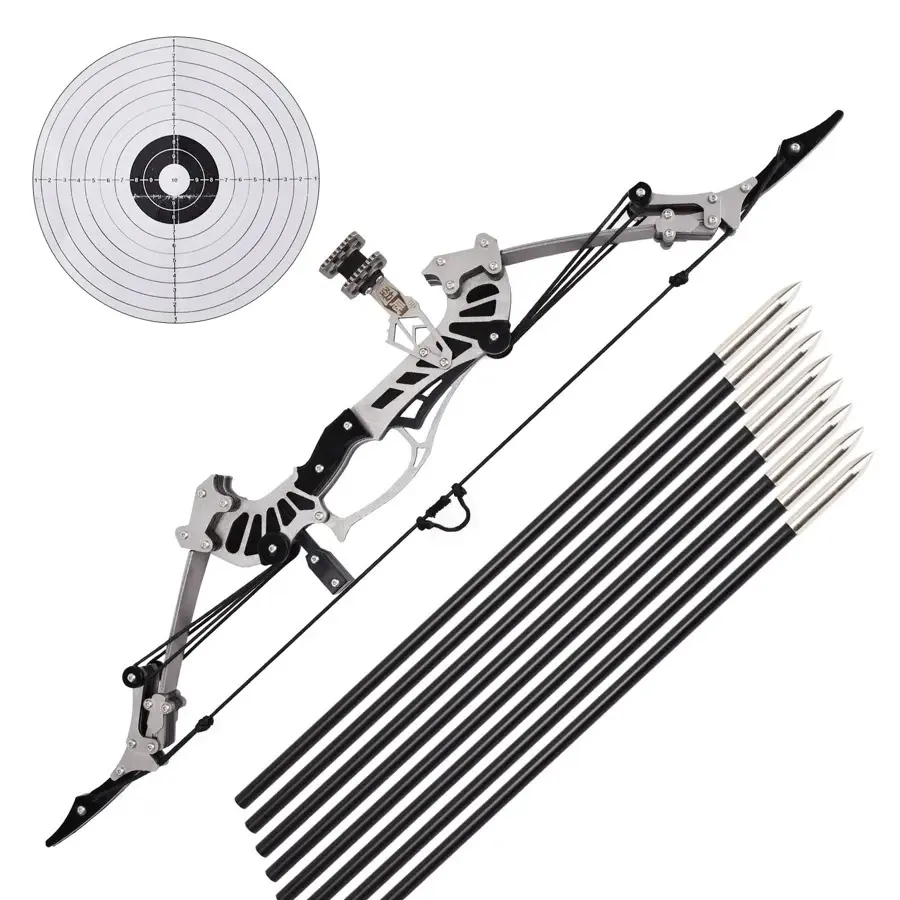 16.5 Inch Mini Compound Bow Set Left And Right Handed Hunting Archery Holiday Gift, 8 Arrows, Designed For Practicing Archery And Hunting (16.5 Inch) cross  bow  nocks Mini Compound Hunting Archery Set Outdoor Training Steel Rod