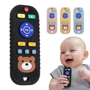 Silicone Cartoon Bear TV Remote Shape Teething Toy, Sensory Teether, Sensory Play Educational Fun Control Toothbrush Toy, BPA Free, Perfect Gift for Babies 6-12 Months