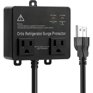 Refrigerator Surge Protector,  Double Outlet Voltage Protector for Home Appliances TV Washer with Time Delay, Protects Against Brownout, Spike, Instant Surge All Voltage Abnormalities