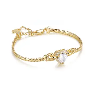 MEIITRUE 14K White Gold Plated Snake Chain Bracelet for Women Chunky Zirconia Bracelet Adjustable Buckle Hypoallergenic Fashion Jewelry Gift for Girls