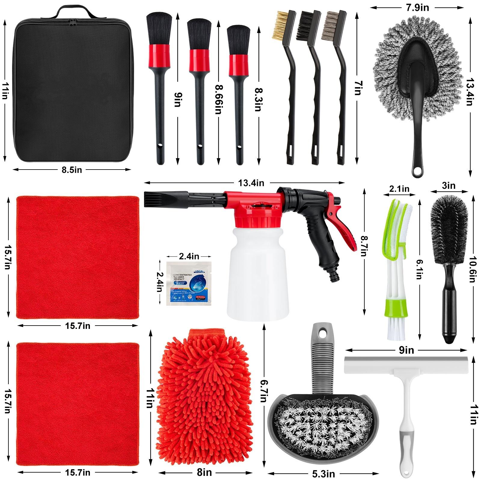 26/42Pcs Car Wash Cleaning Kit with Foam Gun Sprayer, Detailing Brushes, Window Water Scraper, Tire Brush, Towels – Complete Detailing Products for Interior & Exterior Care, Car Detailing Products
