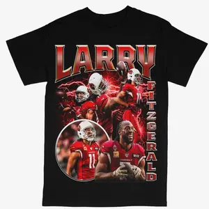 Larry Fitzgerald Graphic Tees, Cardinals Football, Menswear Crew Neck Football Streetwear T-Shirt, Unisex Casual Regular Fit Cotton Tops, Good Vintage Hip-Hop Bold Retro Apparel, Men Round Neck Y2K Sports Tees