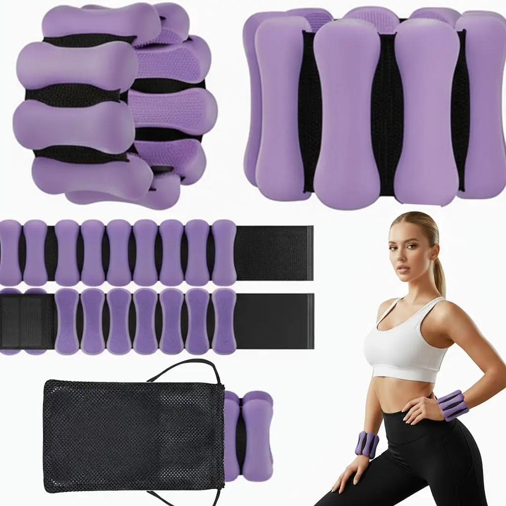 Baby Adjustable Silicone Ankle & Wrist Weights Set (1 lb Each), Waterproof Weighted Bangles for Yoga, Pilates, Women's Wearable Arm Bracelets, Bangle Shape