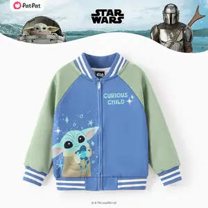 PatPat Star Wars Toddler/Kids Boy Darth Vader Childlike Character Graphic Colorblock Bomber Jacket Blue Red tiktokshopspringglowup