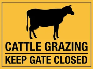 Cattle Grazing Keep Gate Closed Sign Metal Tin Sign 12x16 Inches