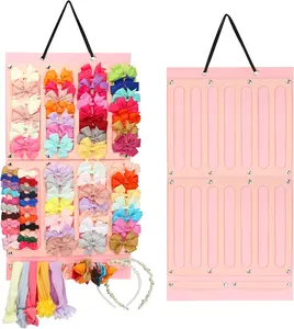 16 Ribbons,Bows Organizer, Baby Hair Accessory Storage Display with Sturdy Rope, Wall Hanging for Girl Room & Nursery Decor