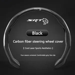 38cm General Integrated Car Steering Wheel Cover Carbon Fiber Sports Non-slip Protection Cover For SRT 4 6 8 10 for Dodge Ram 1500 Dart SRT Journey